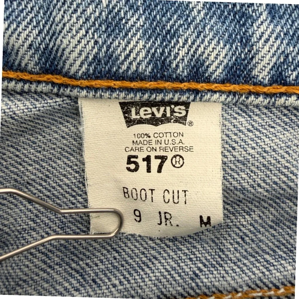 Levis 517 Boot Cut Jeans Women's 9 JR (28x32) Blue Denim Vintage 90s Made in USA